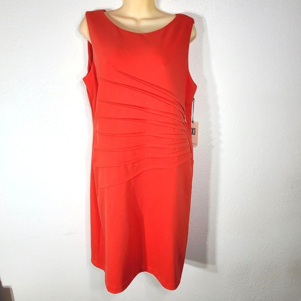 Ivanka Trump Size 16 Orange Starburst Sleeveless Sheath Dress NWT - Picture 3 of 12